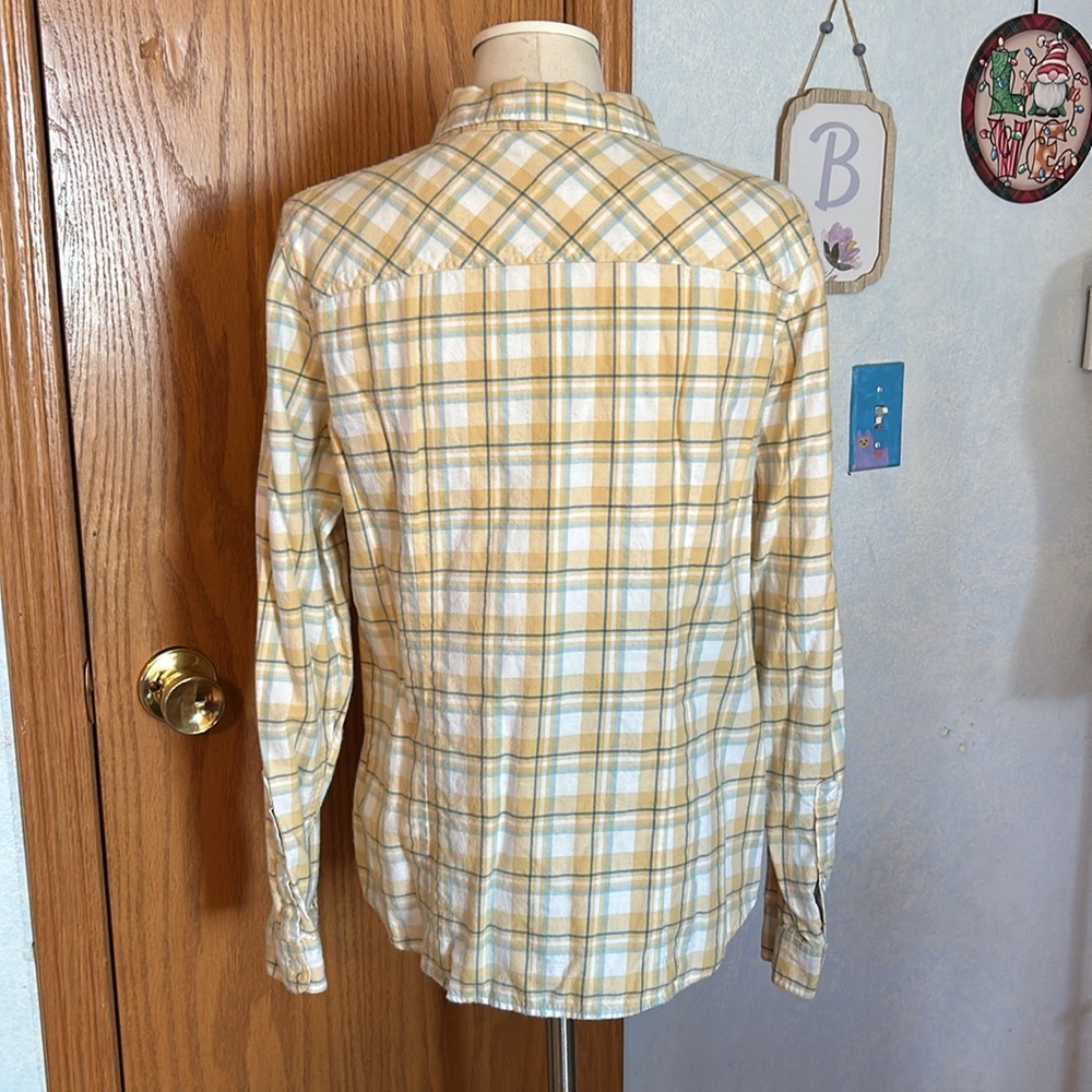 L.L. Bean Yellow Plaid Shirt- Women’s Size Medium - Picture 3 of 6
